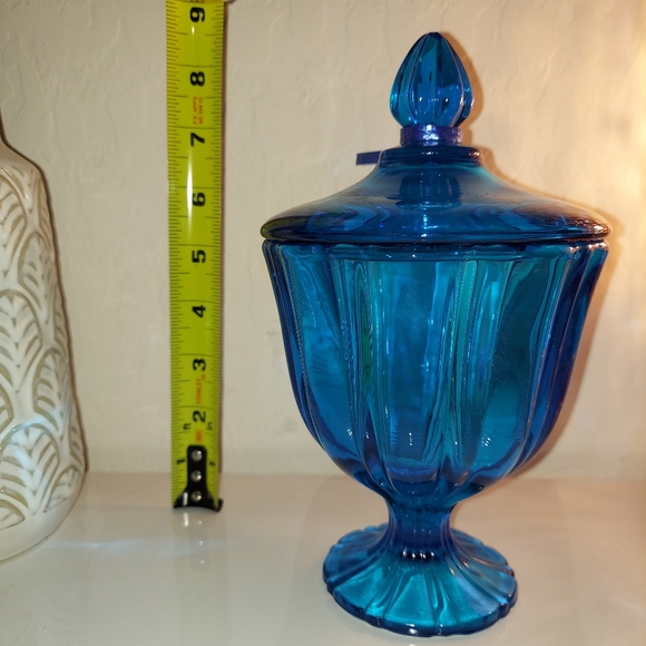 L E Smith Candy Dish - Colonial Blue - Picture 2 of 3